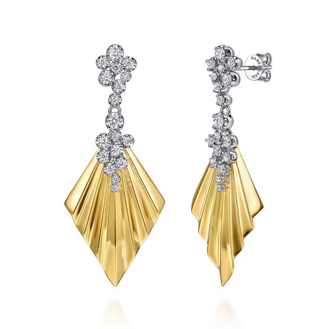 Gabriel & Co. Diamond and Diamond Cut Stud Drop Earrings-Gabriel & Co. Diamond and Diamond Cut Stud Drop Earrings - EG15518M45JJ