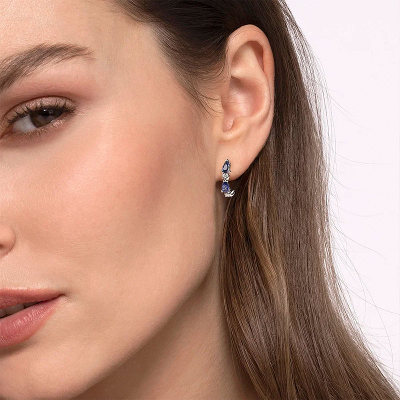 Gabriel & Co. Diamond and Pear Sapphire J-Hoop Earrings-Gabriel & Co. Diamond and Pear Sapphire J - Hoop Earrings - EG15397W45SA