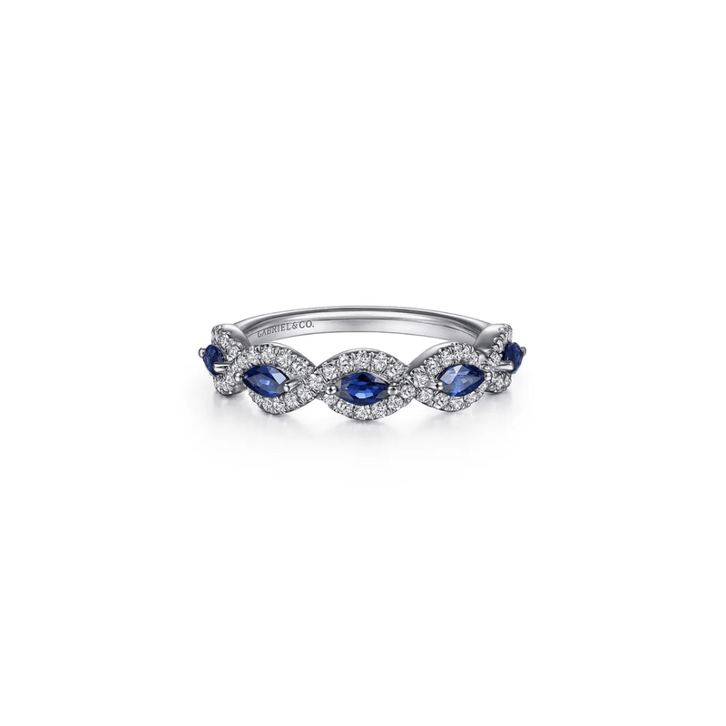 Gabriel & Co. Diamond and Sapphire Twisted Ring-Gabriel & Co. Diamond and Sapphire Twisted Ring LR52021W45SA