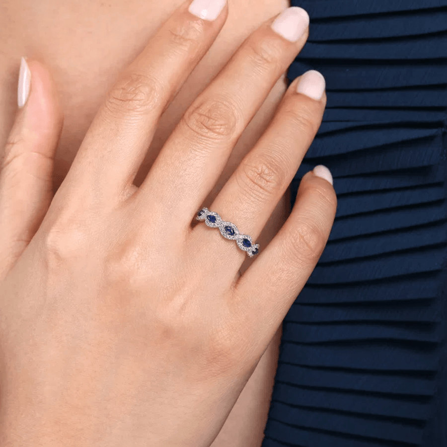Gabriel & Co. Diamond and Sapphire Twisted Ring LR52021W45SA