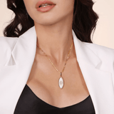 Gabriel & Co. Diamond and White Mother of Pearl Bujukan Oval Shape Medallion Pendant-Gabriel & Co. Diamond and White Mother of Pearl Bujukan Oval Shape Medallion Pendant PT6646Y45WM