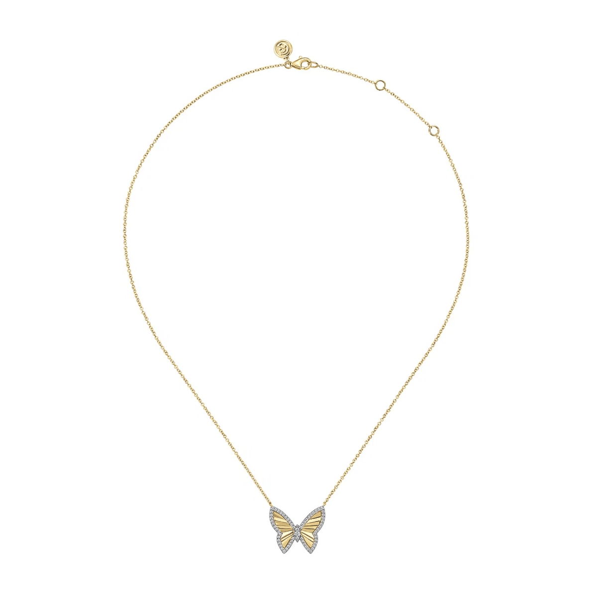 Gabriel & Co. Diamond Cut Butterfly Necklace - NK7557M45JJ
