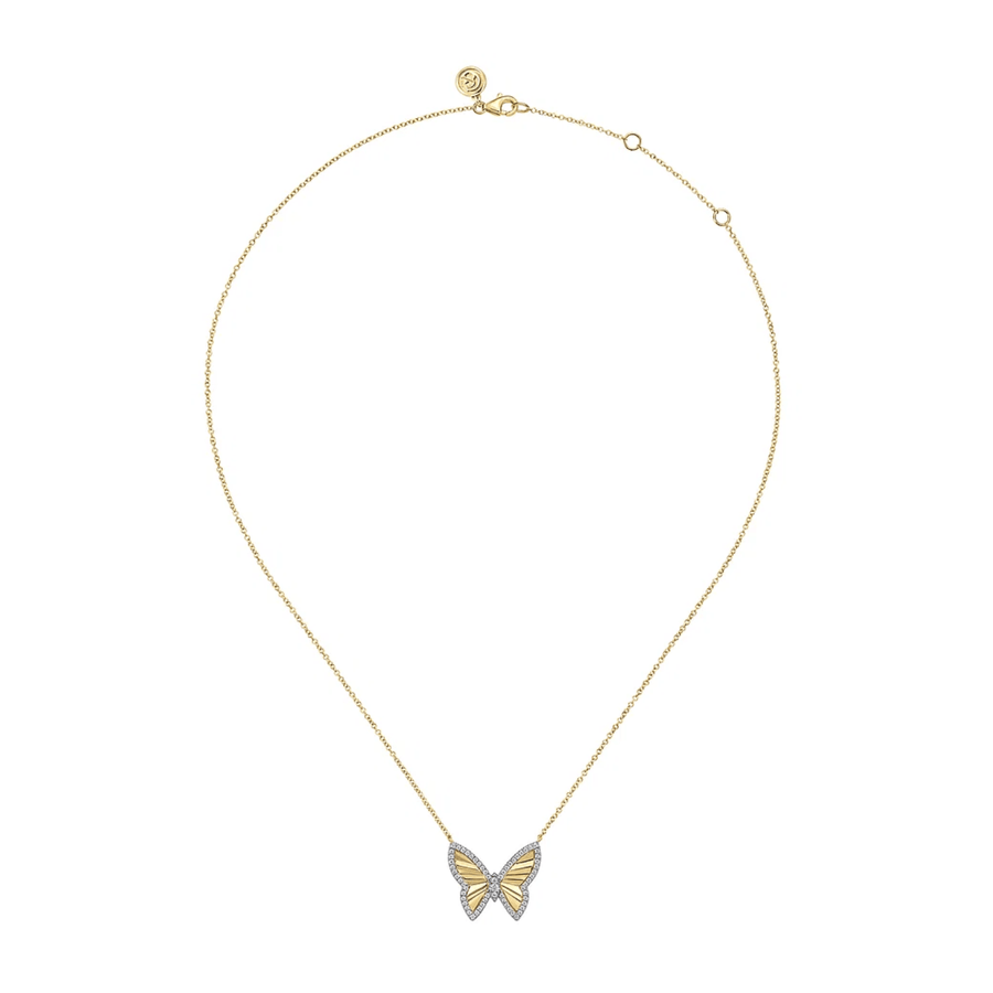 Gabriel & Co. Diamond Cut Butterfly Necklace - NK7557M45JJ