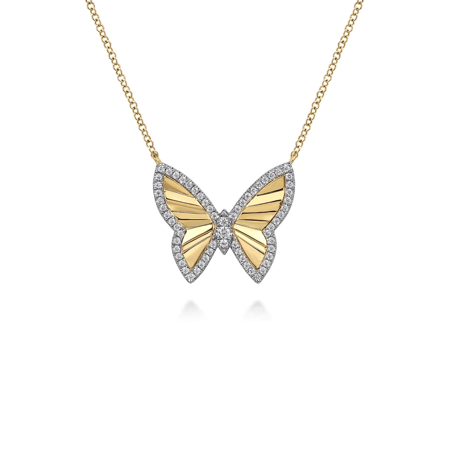 Gabriel & Co. Diamond Cut Butterfly Necklace - NK7557M45JJ