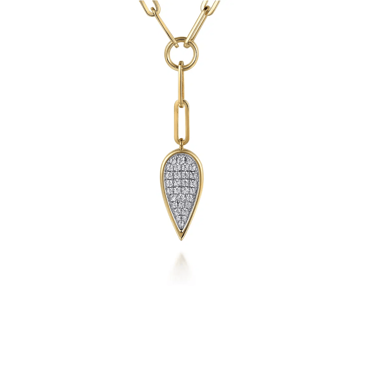 Gabriel & Co. Diamond Drop And Hollow Link Chain Y Knots Necklace - NK7556M45JJ