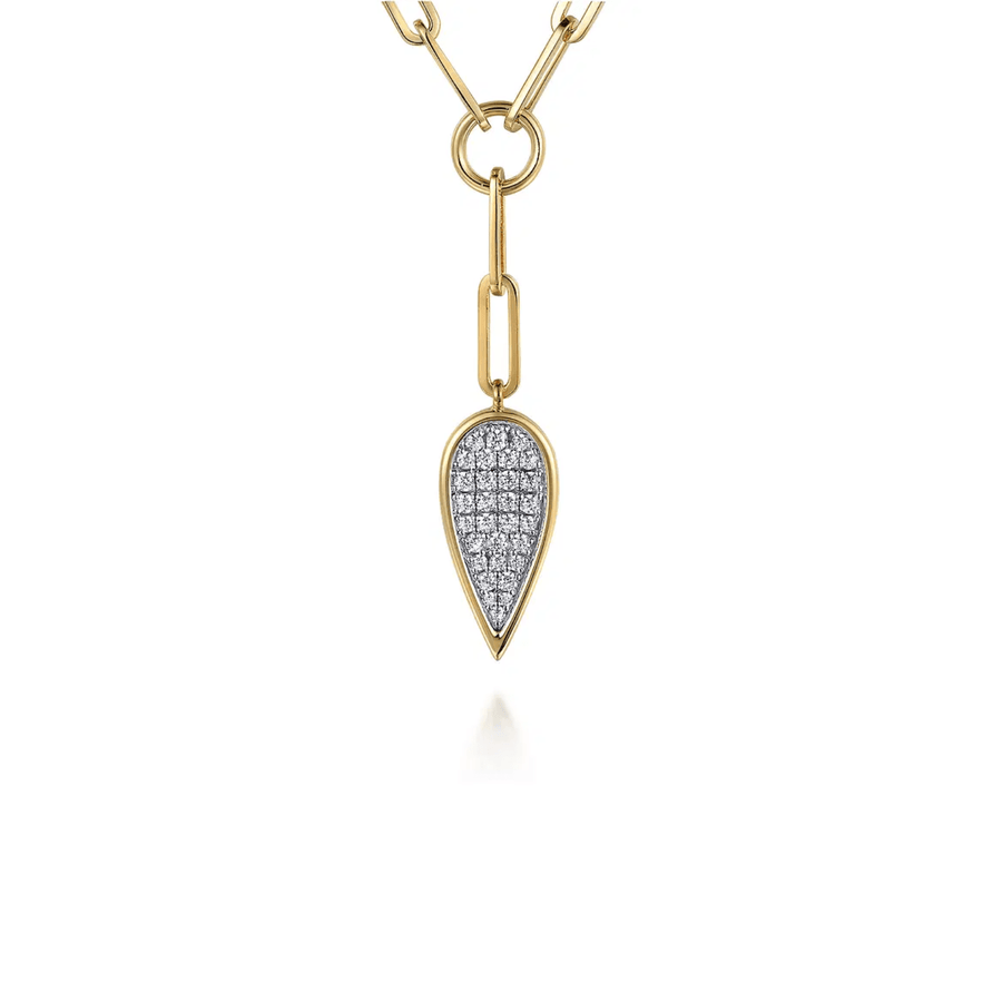 Gabriel & Co. Diamond Drop And Hollow Link Chain Y Knots Necklace - NK7556M45JJ