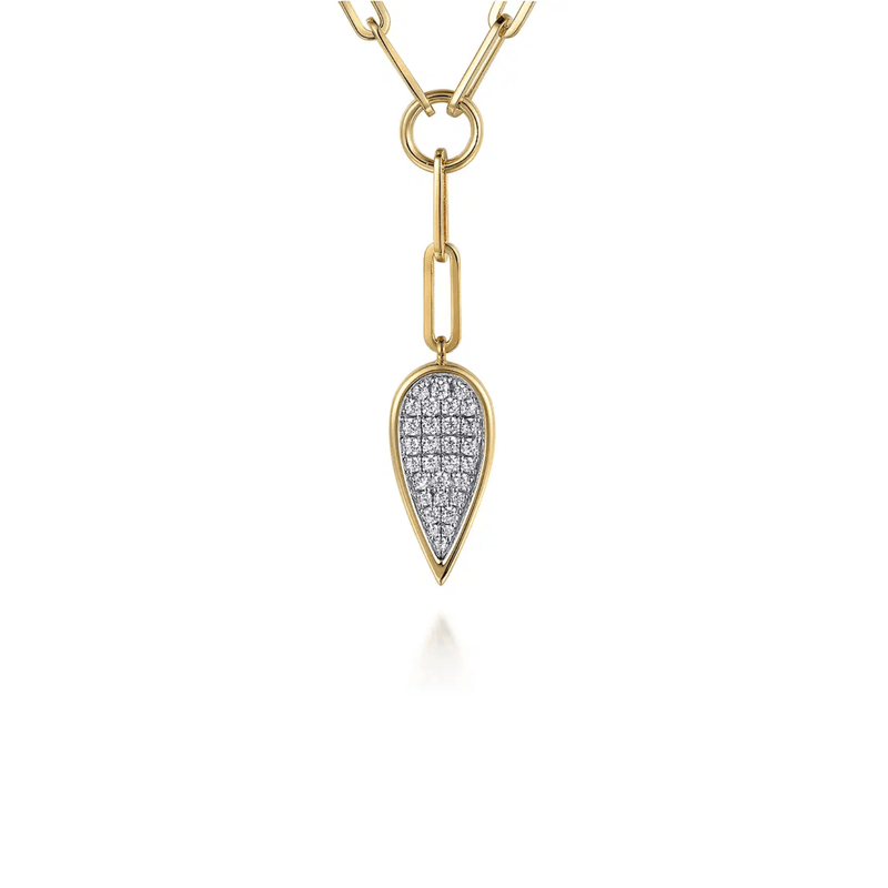 Gabriel & Co. Diamond Drop And Hollow Link Chain Y Knots Necklace-Gabriel & Co. Diamond Drop And Hollow Link Chain Y Knots Necklace - NK7556M45JJ