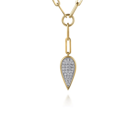 Gabriel & Co. Diamond Drop And Hollow Link Chain Y Knots Necklace-Gabriel & Co. Diamond Drop And Hollow Link Chain Y Knots Necklace - NK7556M45JJ