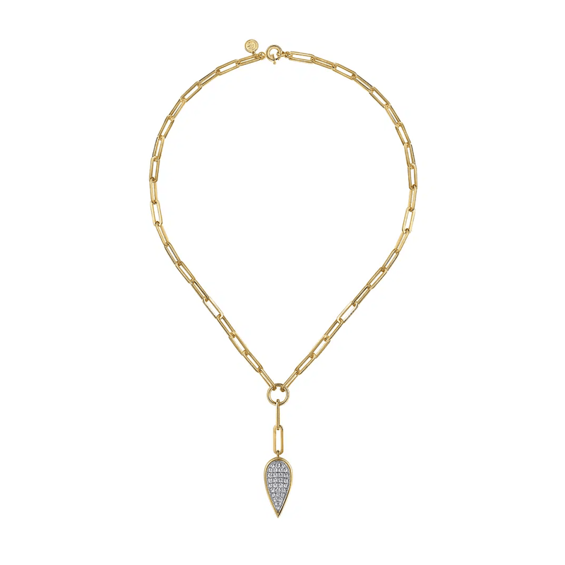 Gabriel & Co. Diamond Drop And Hollow Link Chain Y Knots Necklace-Gabriel & Co. Diamond Drop And Hollow Link Chain Y Knots Necklace - NK7556M45JJ