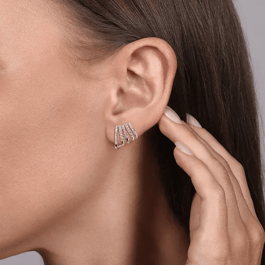 Gabriel & Co. Diamond J Hoop Stud Earrings - EG15280W45JJ