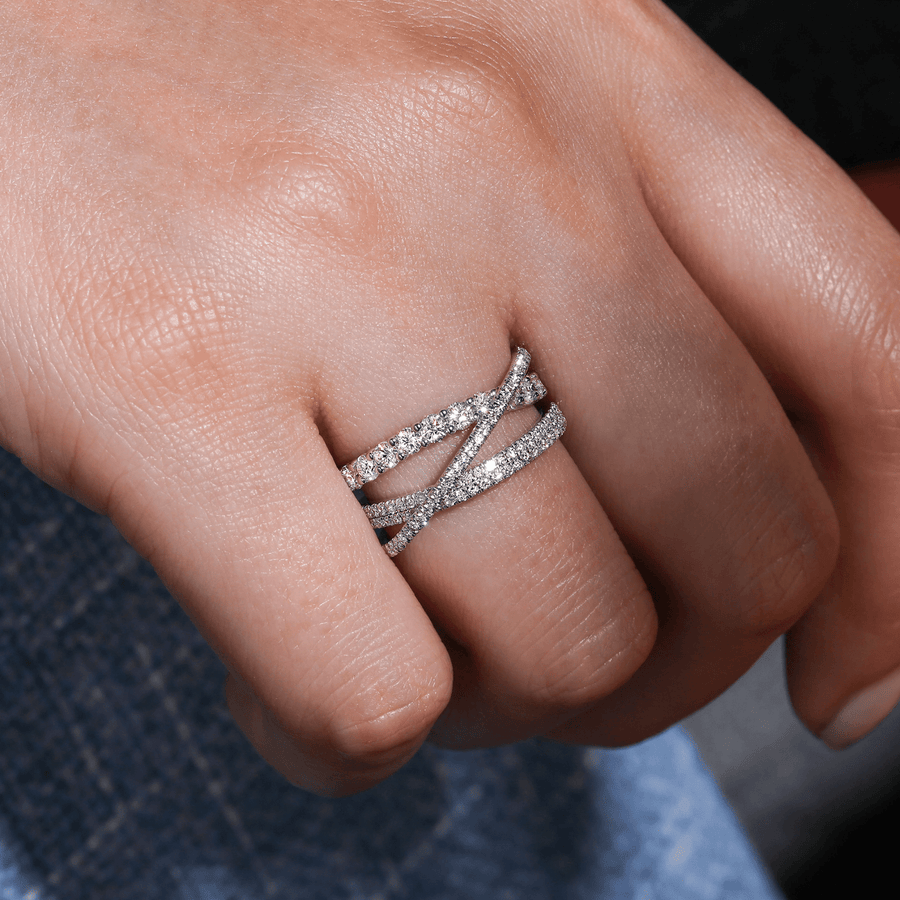 Gabriel & Co. Diamond Layered Criss Cross Ring LR51499W45JJ