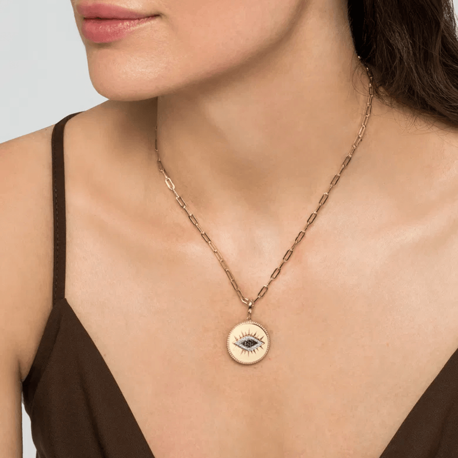 Gabriel & Co. Diamond Sapphire Evil Eye Medallion Pendant PT6599Y45SA
