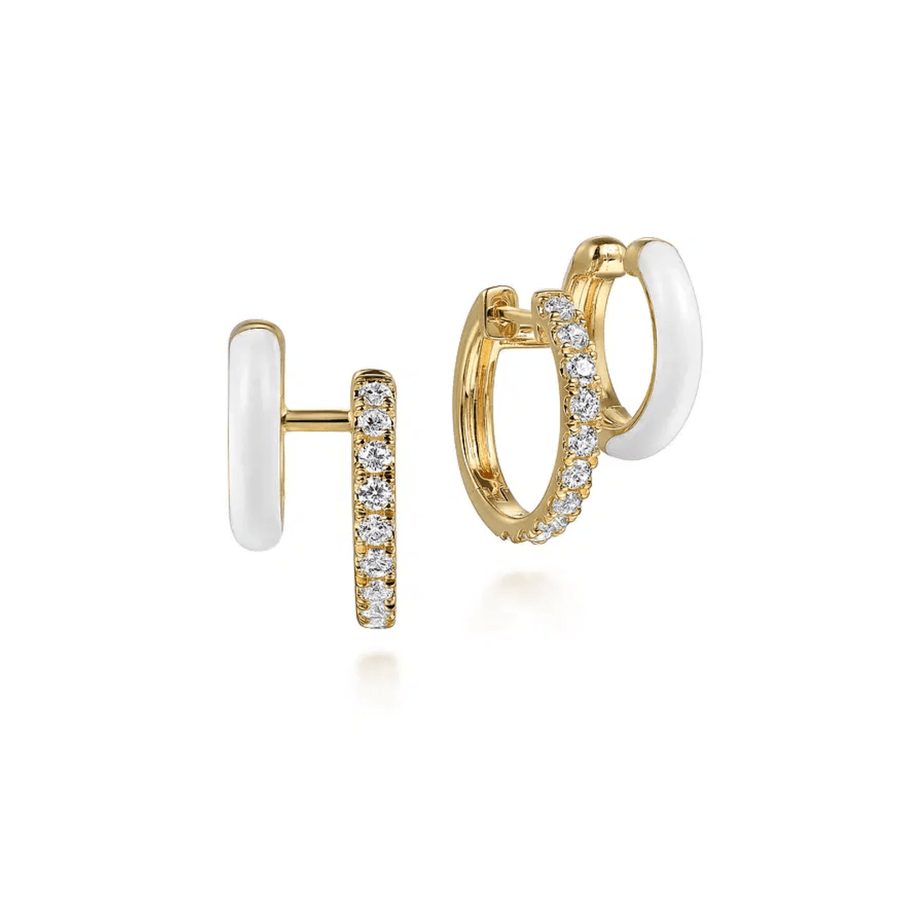 Gabriel & Co. Diamond Stuggies Earrings with White Enamel - EG15139E9Y45JJ