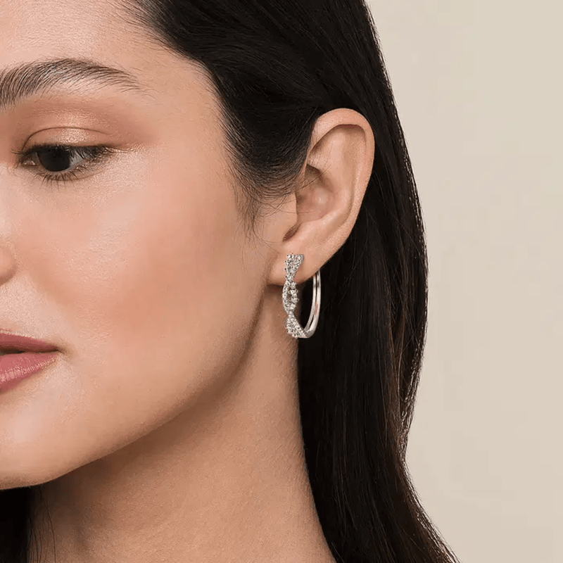 Gabriel & Co. Diamond Twisted Intricate Hoop Earrings-Gabriel & Co. Diamond Twisted Intricate Hoop Earrings - EG15400W45JJ