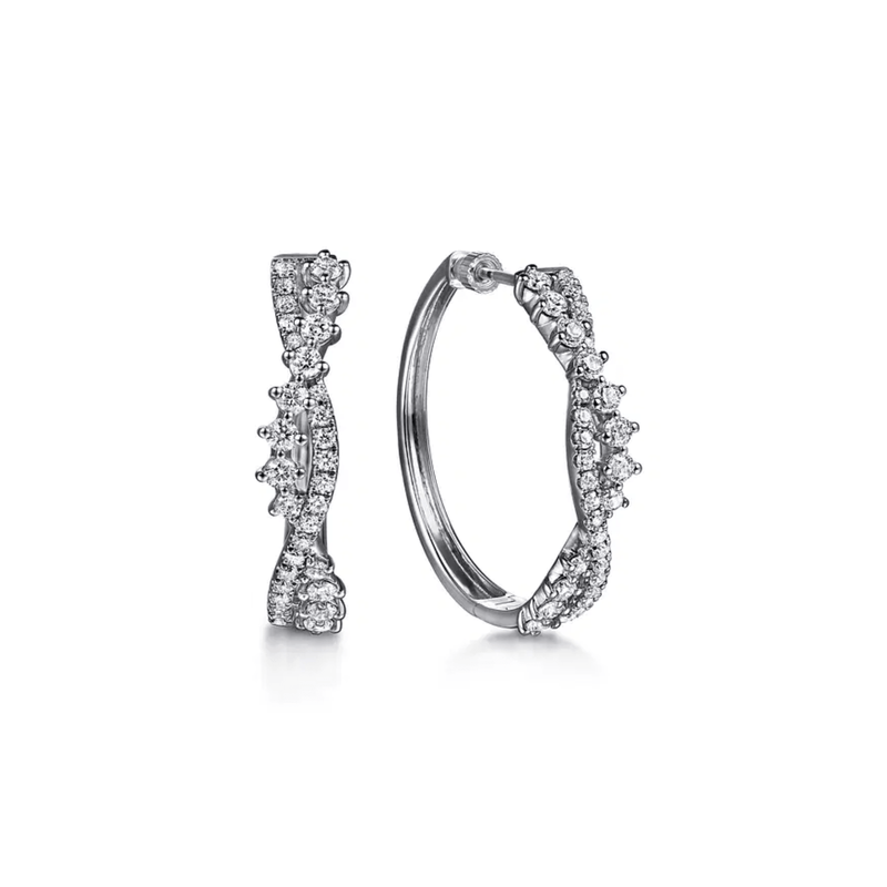 Gabriel & Co. Diamond Twisted Intricate Hoop Earrings-Gabriel & Co. Diamond Twisted Intricate Hoop Earrings - EG15400W45JJ