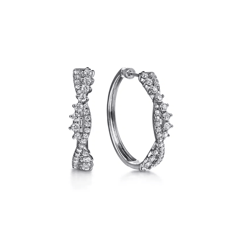 Gabriel & Co. Diamond Twisted Intricate Hoop Earrings-Gabriel & Co. Diamond Twisted Intricate Hoop Earrings - EG15400W45JJ