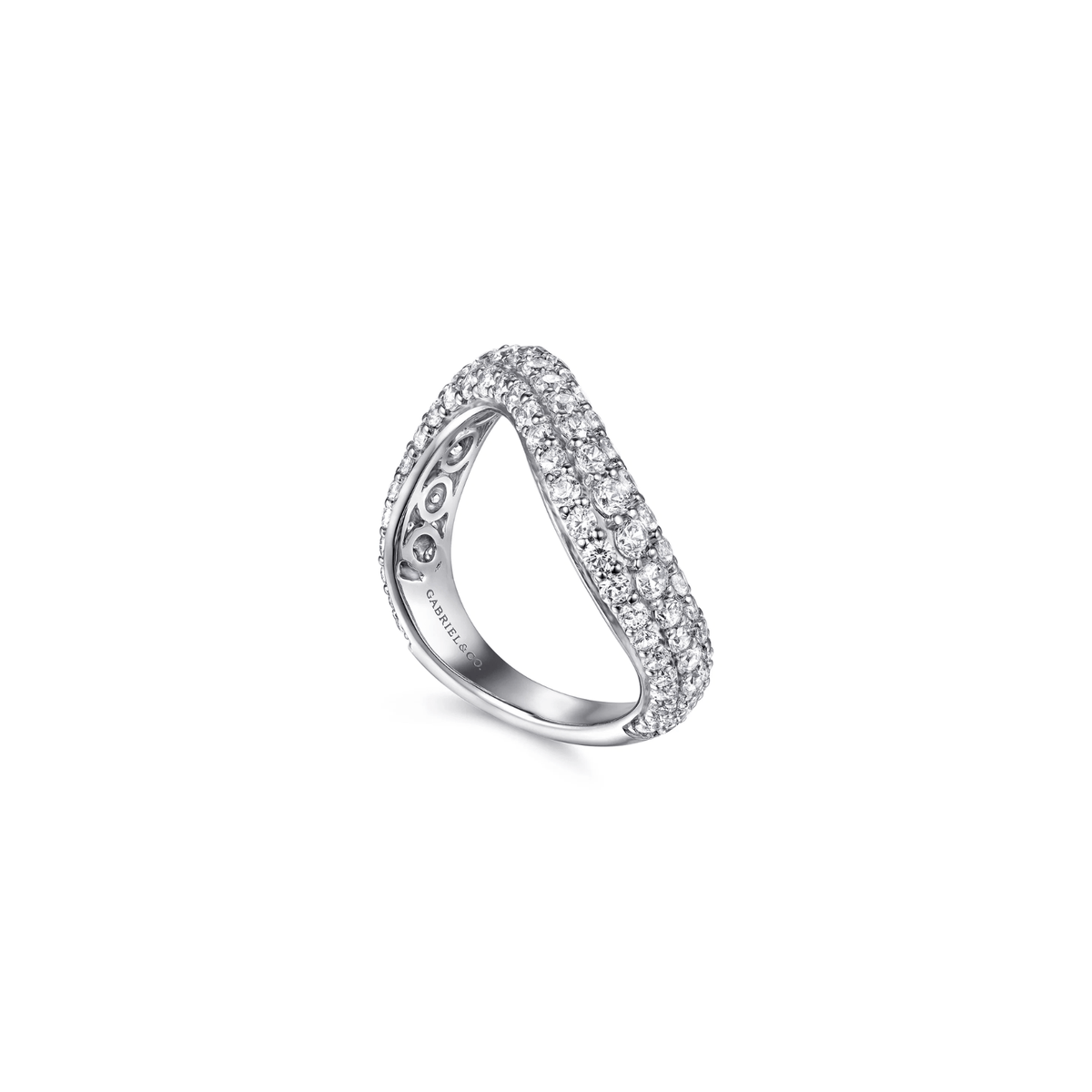 Gabriel & Co. Gold Diamond Wave Stackable Ring LR52948W45JJ