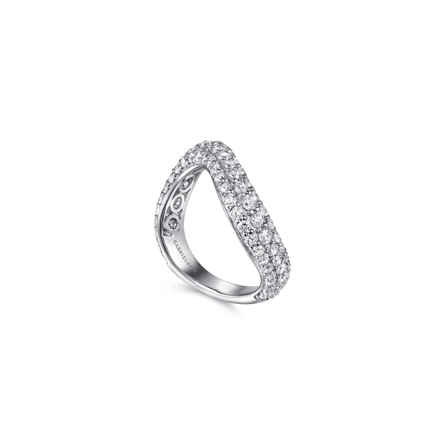 Gabriel & Co. Gold Diamond Wave Stackable Ring LR52948W45JJ