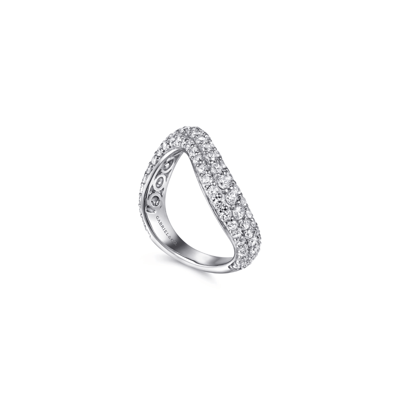 Gabriel & Co. Diamond Wave Stackable Ring-Gabriel & Co. Gold Diamond Wave Stackable Ring LR52948W45JJ