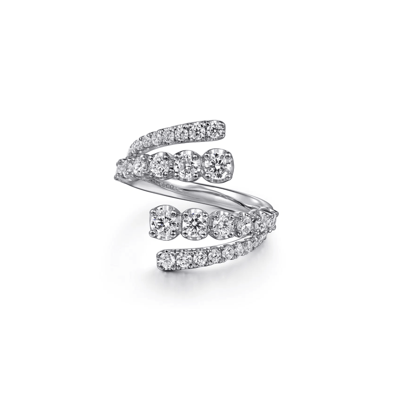 Gabriel & Co. Double Row Diamond Bypass Ladies Ring-Gabriel & Co. Double Row Diamond Bypass Ladies Ring - LR52598W45JJ