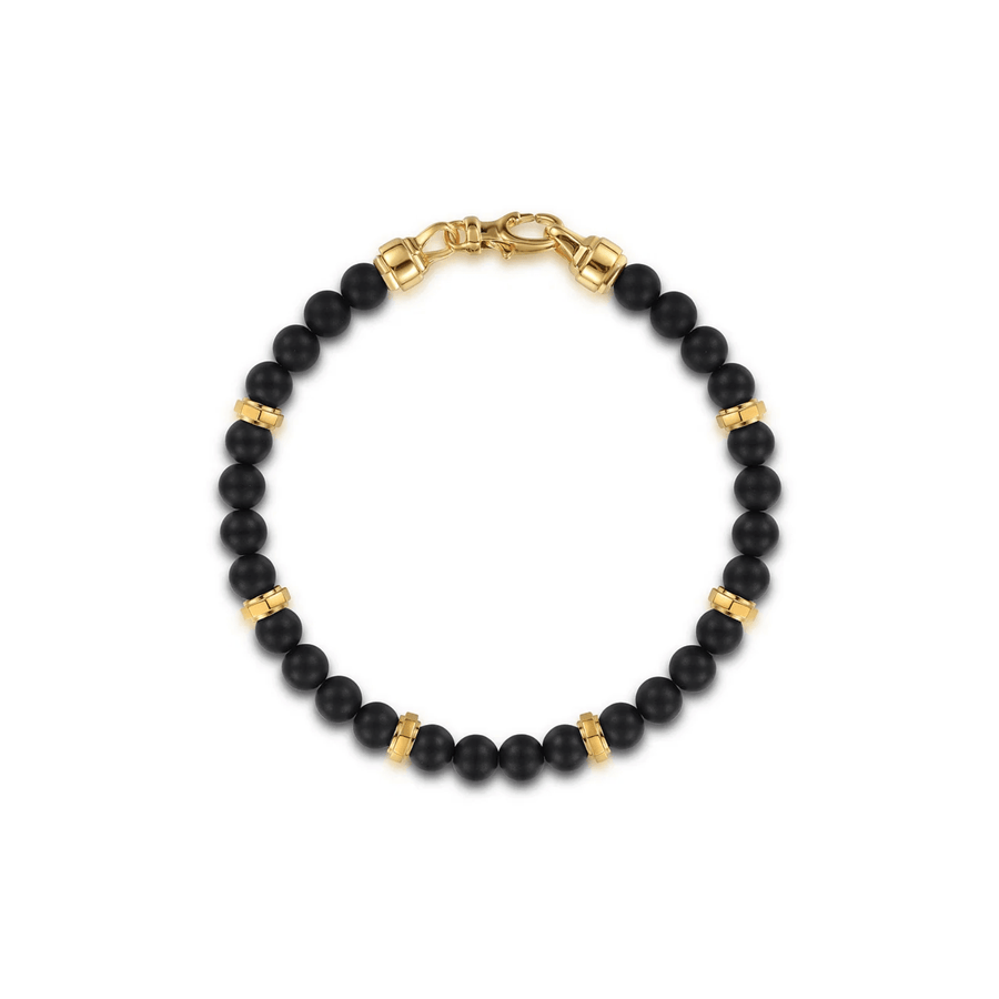 Gabriel & Co. Gold 6mm Black Titanium Bead Men's Bracelet TBM2194TIY4JJJ