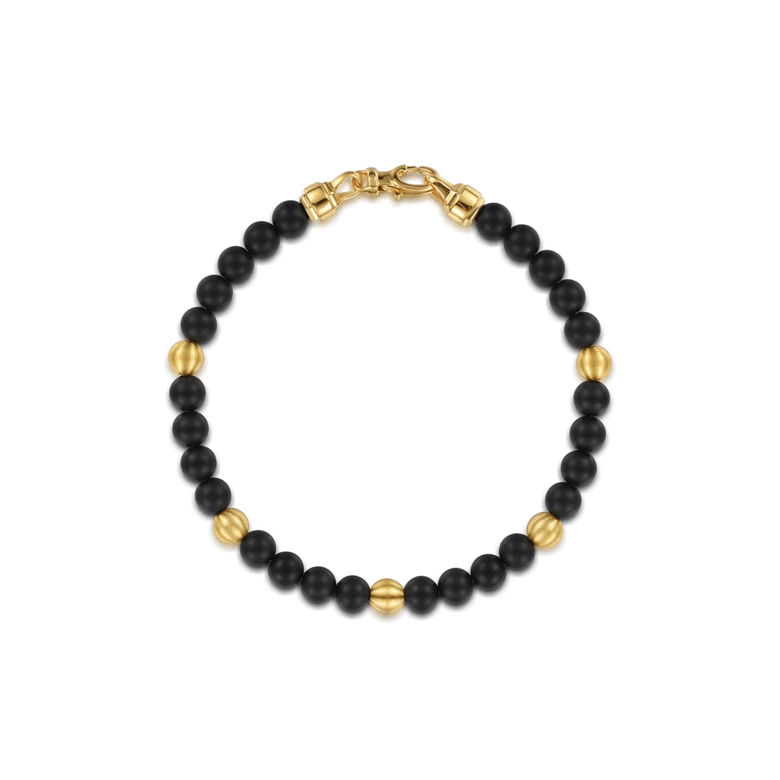 Gabriel & Co. Gold 6mm Black Titanium Sandblast Men's Beaded