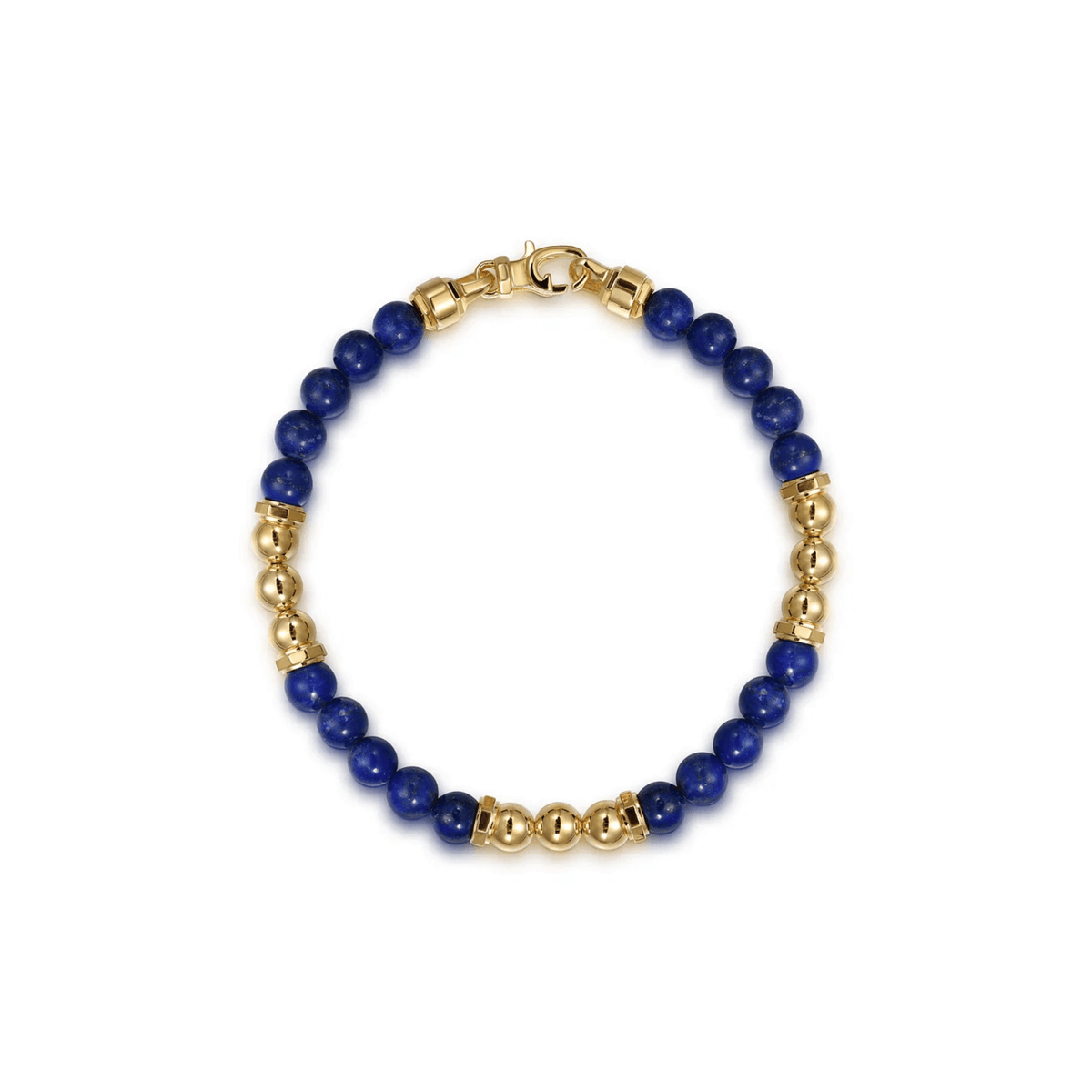 Gabriel & Co. Gold and 6mm Lapis Beaded Station Bracelet TBM2162Y4JLP