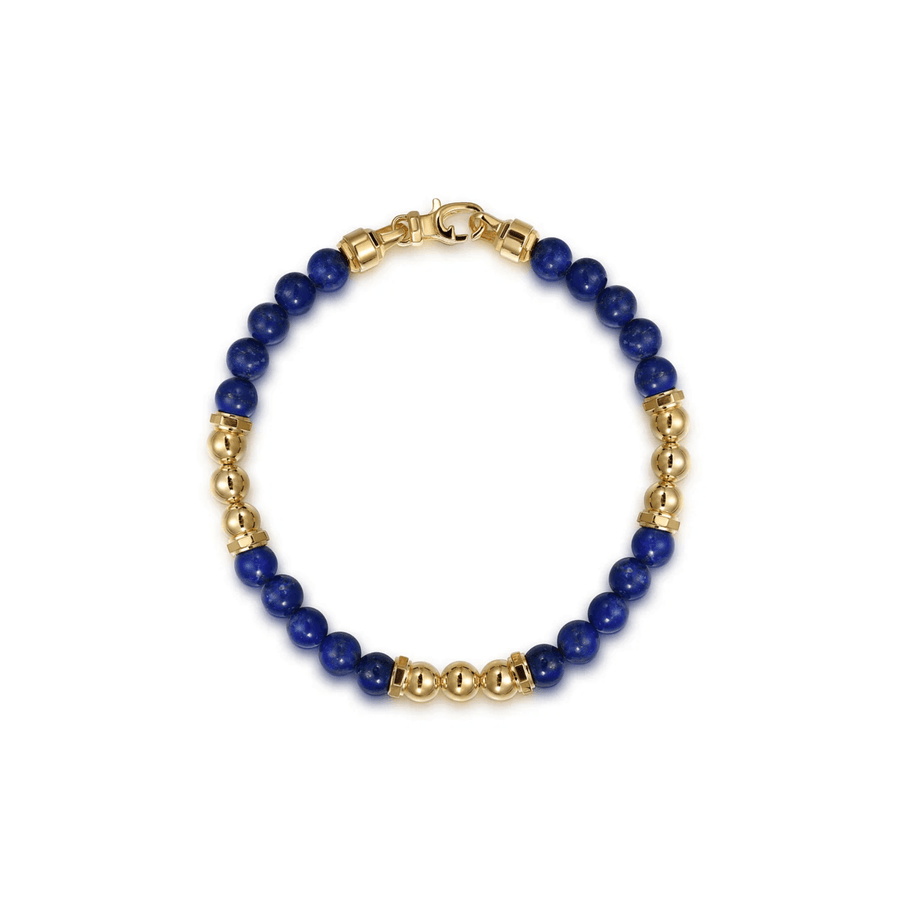 Gabriel & Co. Gold and 6mm Lapis Beaded Station Bracelet TBM2162Y4JLP