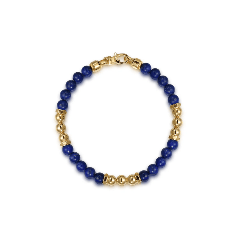 Gabriel & Co. Gold and 6mm Lapis Beaded Station Bracelet-Gabriel & Co. Gold and 6mm Lapis Beaded Station Bracelet TBM2162Y4JLP