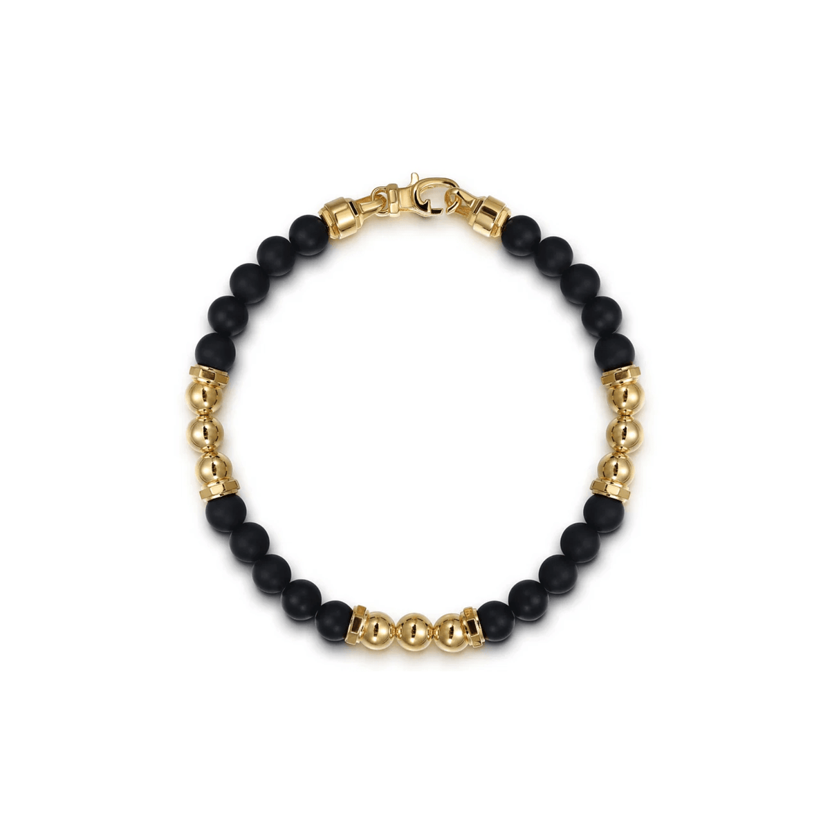 Gabriel & Co. Gold and 6mm Matte Onyx Beaded Station Bracelet TBM2162Y4JOM