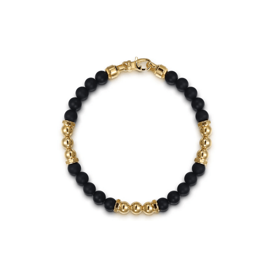 Gabriel & Co. Gold and 6mm Matte Onyx Beaded Station Bracelet TBM2162Y4JOM
