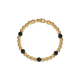 Gabriel & Co. Gold Black Diamond and 6mm Yellow Gold Beaded Mens Bracelet-Gabriel & Co. Gold Black Diamond and 6mm Yellow Gold Beaded Mens Bracelet TBM2180Y4JBD