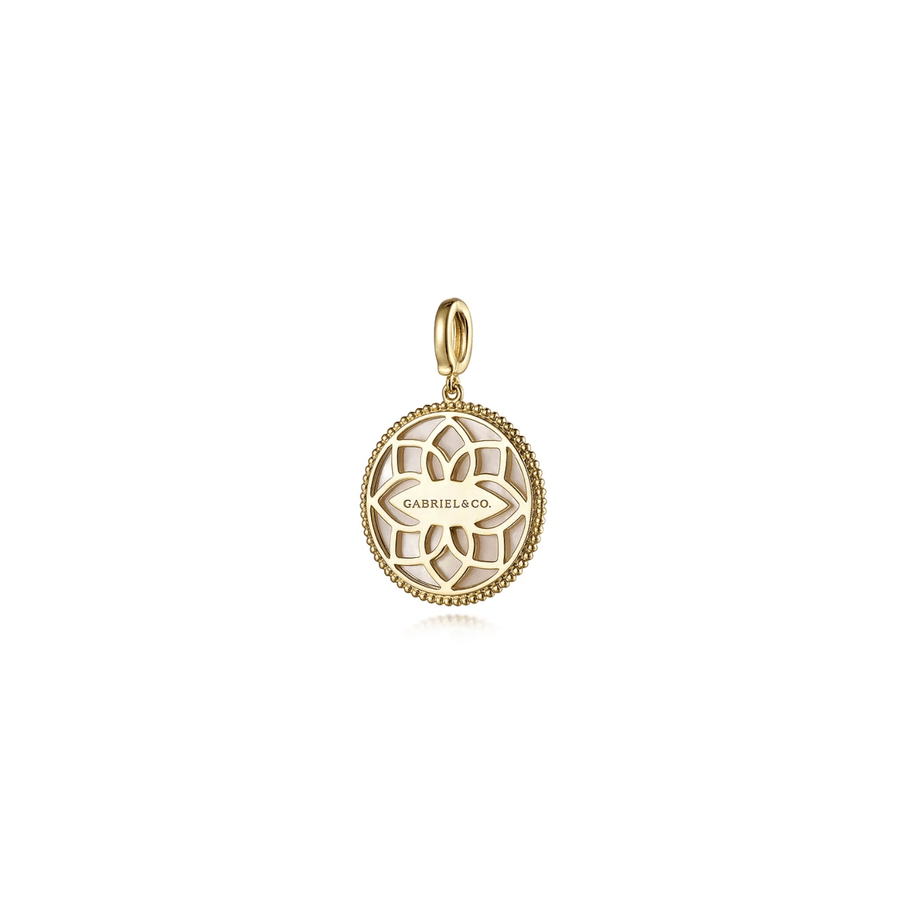 Gabriel & Co. Gold Diamond Blue Sapphire Compass Medallion Pendant PT6598Y45MC