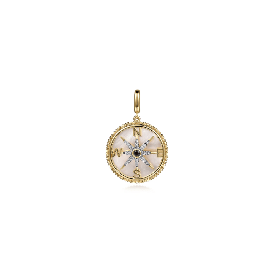 Gabriel & Co. Gold Diamond Blue Sapphire Compass Medallion Pendant PT6598Y45MC