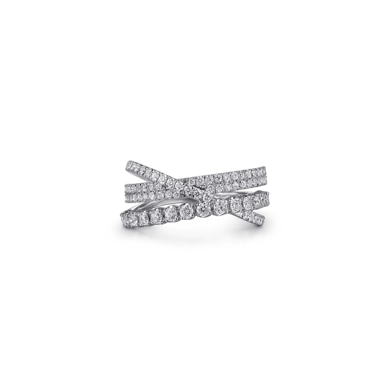 Gabriel & Co. Gold Diamond Criss Cross Ring-Gabriel & Co. Gold Diamond Criss Cross Ring LR52751W45JJ