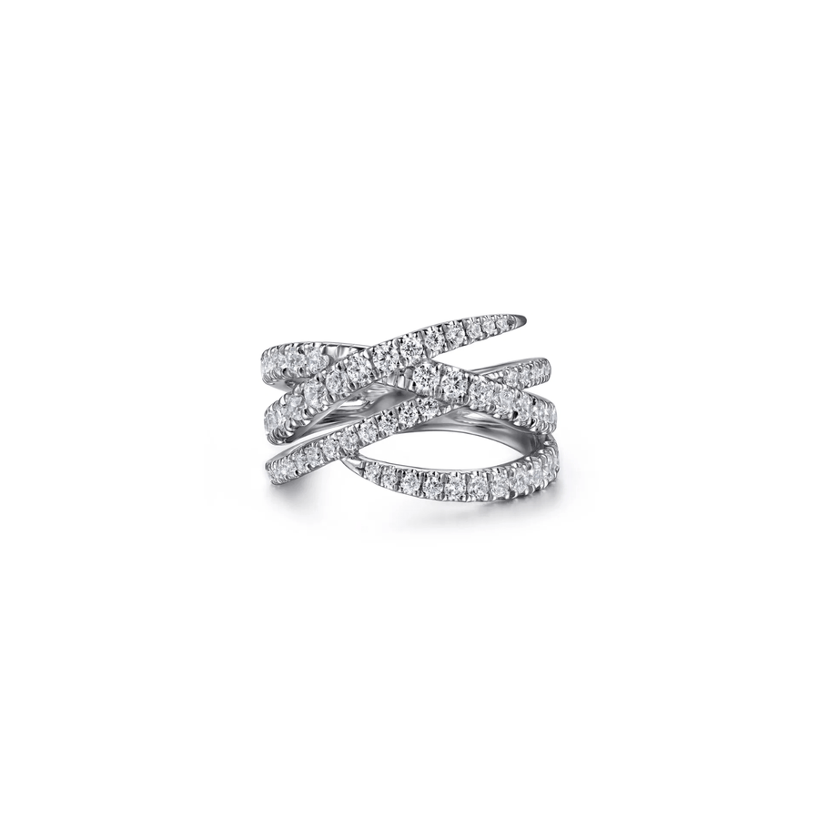 Gabriel & Co. Gold Graduating Diamond Spike Criss Cross Ring LR52810W45JJ