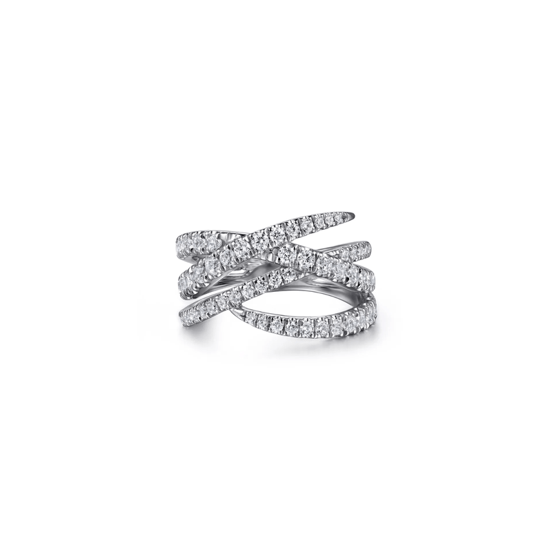 Gabriel & Co. Gold Graduating Diamond Spike Criss Cross Ring-Gabriel & Co. Gold Graduating Diamond Spike Criss Cross Ring LR52810W45JJ