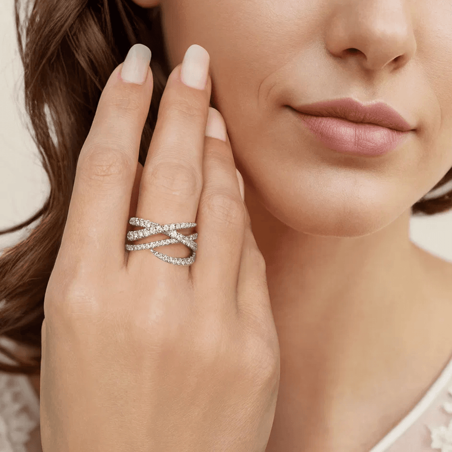 Gabriel & Co. Gold Graduating Diamond Spike Criss Cross Ring LR52810W45JJ