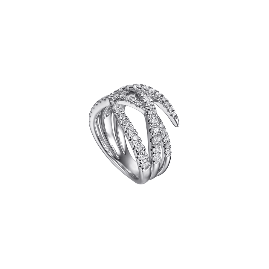 Gabriel & Co. Gold Graduating Diamond Spike Criss Cross Ring LR52810W45JJ