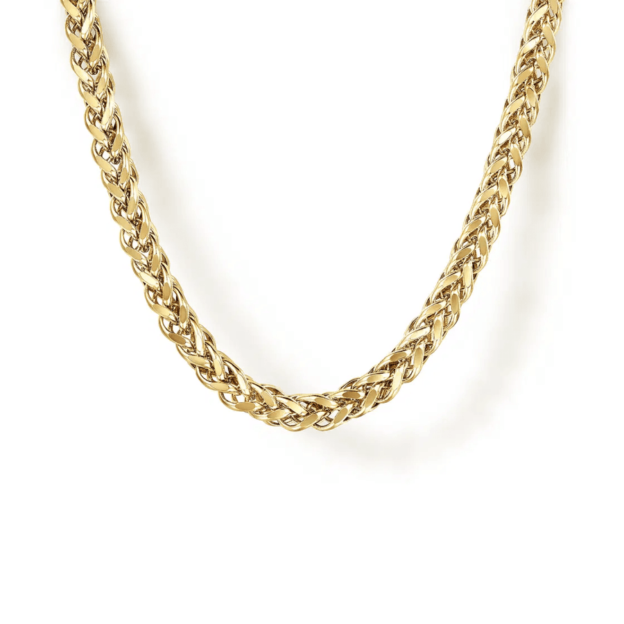 Gabriel & Co. Gold Hollow Men's Wheat Chain Necklace NKM7011-22Y4JJJ