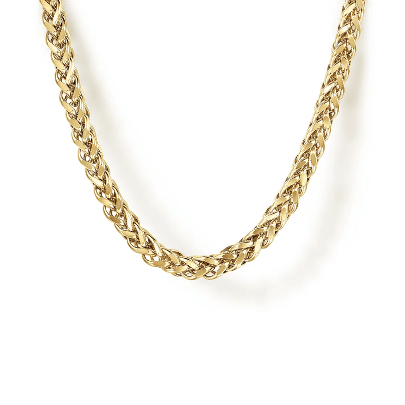 Gabriel & Co. Gold Hollow Men's Wheat Chain Necklace-Gabriel & Co. Gold Hollow Men's Wheat Chain Necklace NKM7011-22Y4JJJ