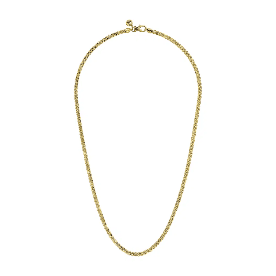 Gabriel & Co. Gold Hollow Men's Wheat Chain Necklace NKM7011-22Y4JJJ