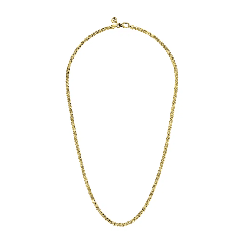 Gabriel & Co. Gold Hollow Men's Wheat Chain Necklace-Gabriel & Co. Gold Hollow Men's Wheat Chain Necklace NKM7011-22Y4JJJ