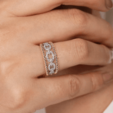 Gabriel & Co. Gold Pave Diamond Link and Bujukan Bead Ring-Gabriel & Co. Gold Pave Diamond Link and Bujukan Bead Ring LR51783M45JJ