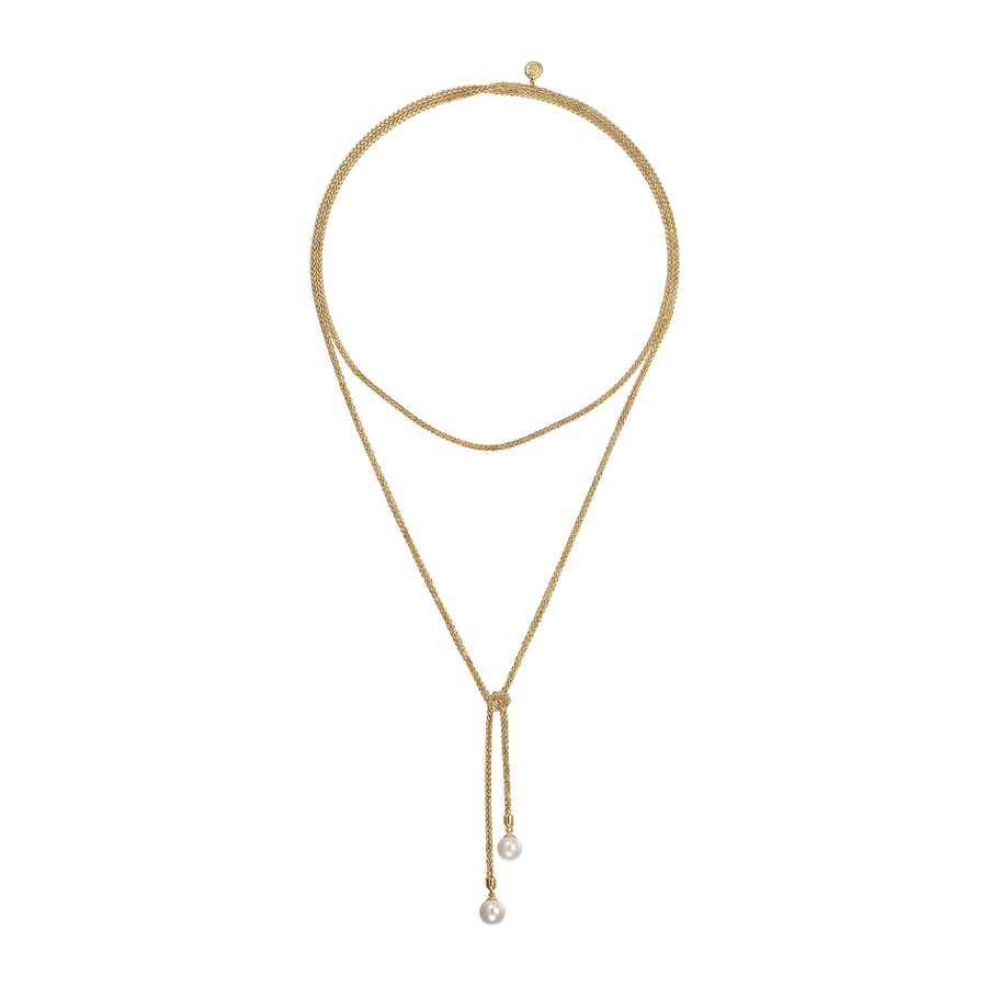 Gabriel & Co. Gold Pearl Wrap Around And Tie Necklace NK7527-42Y4JPL