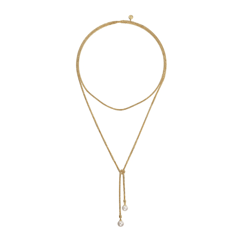 Gabriel & Co. Gold Pearl Wrap Around And Tie Necklace-Gabriel & Co. Gold Pearl Wrap Around And Tie Necklace NK7527-42Y4JPL