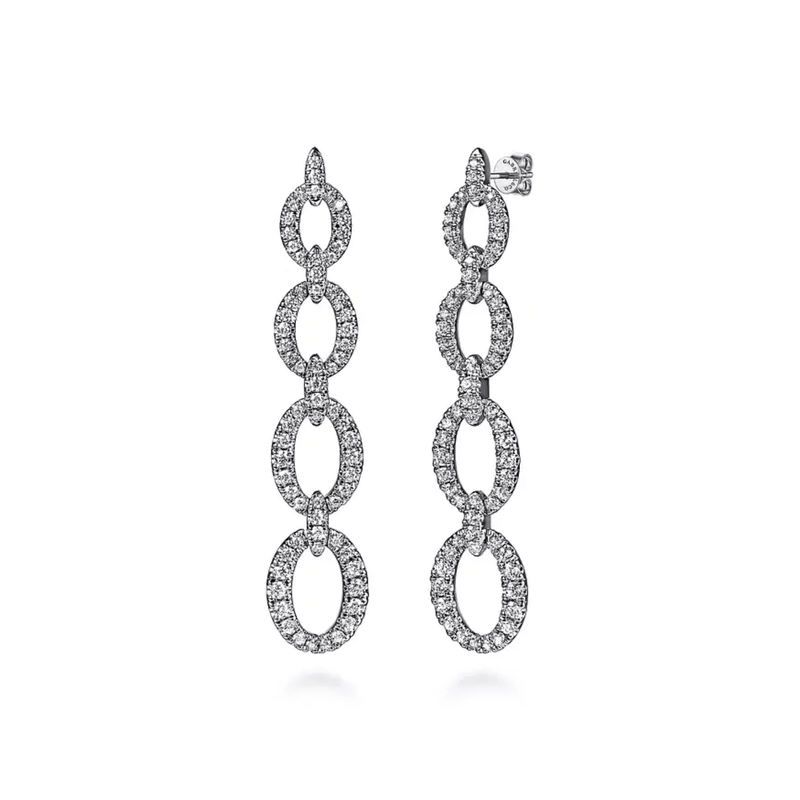 Gabriel & Co. Graduating Diamond Link Stud Drop Earrings-Gabriel & Co. Graduating Diamond Link Stud Drop Earrings - EG15220W45JJ