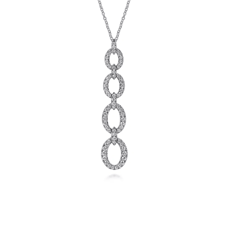 Gabriel & Co. Graduating Diamond Oval Link Drop Pendant Necklace - NK7706W45JJ