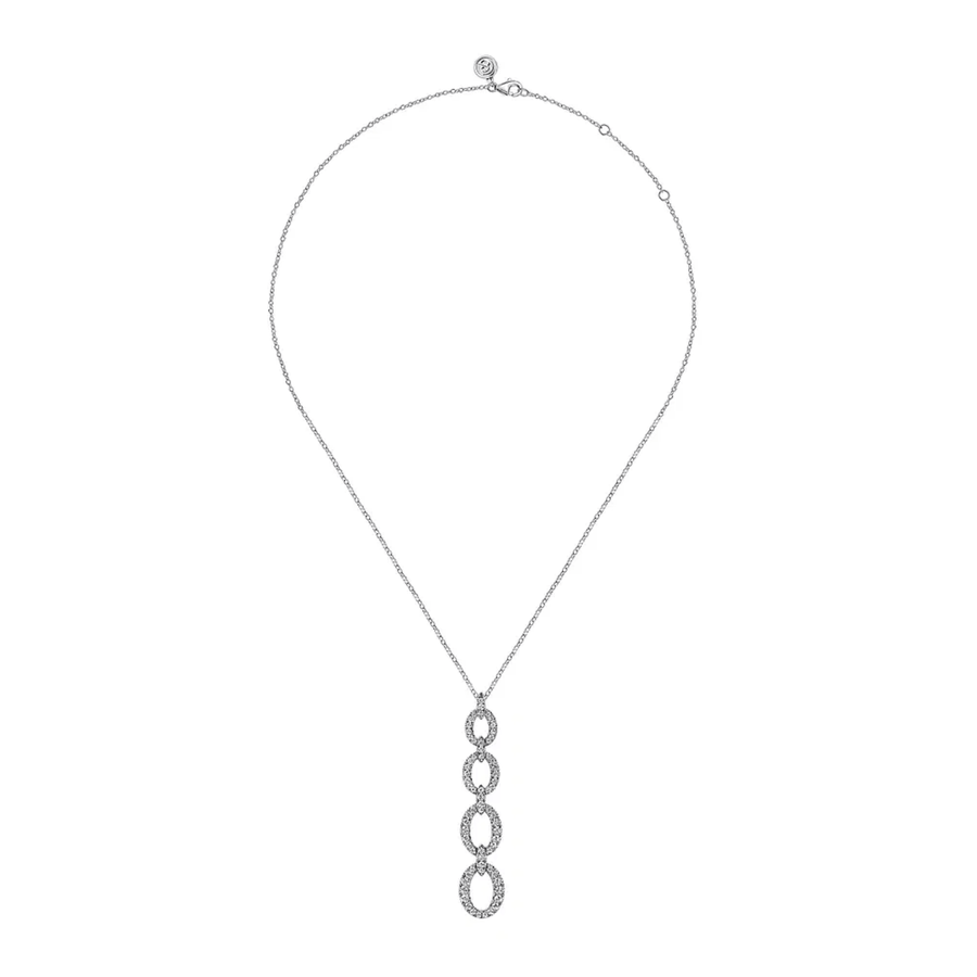 Gabriel & Co. Graduating Diamond Oval Link Drop Pendant Necklace - NK7706W45JJ