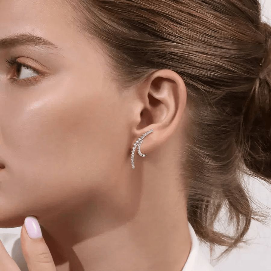 Gabriel & Co. Graduating Diamond Spike J Hoop Stud Earrings - EG15358W45JJ